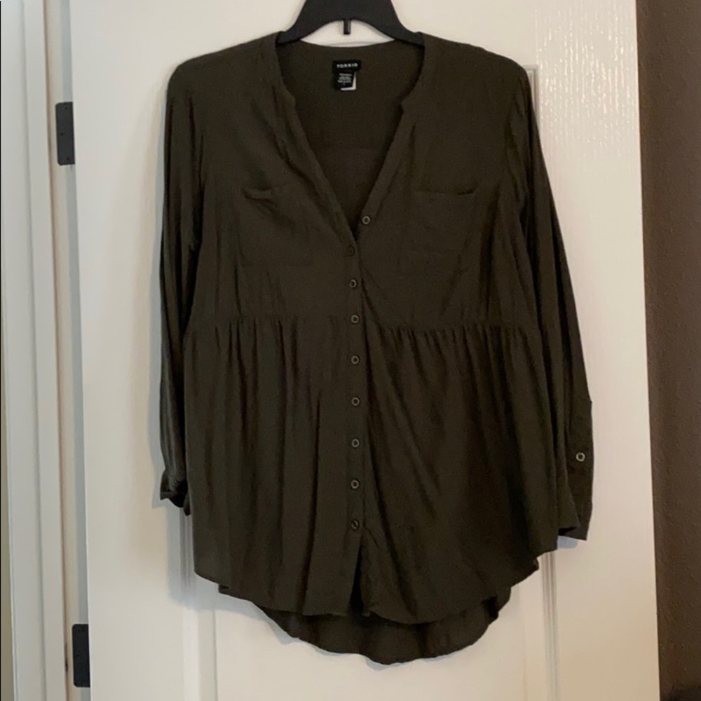 Olive green babydoll tunic